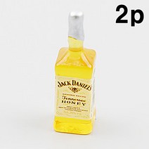 2개 세트 미니어처 데코 파츠 잭다니엘 위스키 술병 모형 옐로우 1.9cm 디오라마 공예 소재 재료 꾸미기 미니어쳐 납골당
