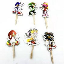 New Cartoon Sonic Party Supplies Boys Birthday Disposable Tableware Set Paper Plate Cup Napkins Baby, 23 Flags 24pcs1