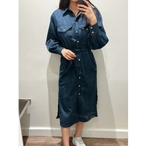 바나나 리퍼블릭 여성 유틸리티 데님 미디 셔츠 원피스/