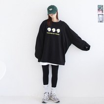 애플망고옷장 빅사이즈 오버핏 삼꽃 긴팔 롱박스티 무지 데일리 간절기 홈웨어