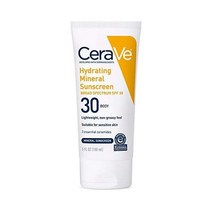 CeraVe 세라비 100 미네랄 선스크린 SPF 30 징크옥사이드 이산화티타늄 함유 민감성 피부용 바디 선크림 히알루론산과 세라마이드 5온스, 1팩
