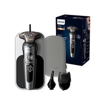 필립스 PHILIPS Philips Razor S9000 남성용 프레스티지 습식 및 건식 면도기(SkinIQ 기술 포함) Qi 충전 패드 클리닝 스테이션 수염 스타일러 코털 트리머, SP9871/22 Includes Qi Charging