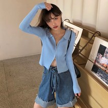 아이엠몽 핸드워머 투지퍼 카라 집업 니트 가디건 데일리룩 오펜