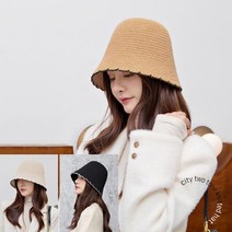 다파요 투톤 짜임 니트 벙거지모자 패션 캐주얼 여성스러운 코디 민낯벙거지 배색 버킷햇