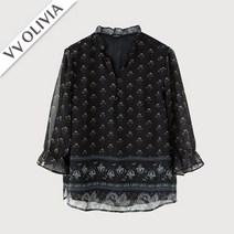 인디안 [비비올리비아] 에스닉 프린트 블라우스 VVCNLYM6326