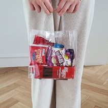 레드캣 투명 PVC 쇼핑백 구디백 젤리백 10size 답례품 비닐 손잡이 간식 포장 선물 어린이집, 10호 약 34(W)x12(D)x24(H)cm