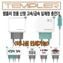 이니셜각인 템플러 신형 일체형 고속급속충전기 아이폰8핀 C타입 5핀 전기종 선택가능 군대 군인 일체형충전기 휴대폰충전기, 1개, 아이폰8핀 고속2.1A일체형충전기