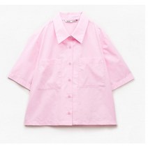 미쏘 여성용 오버핏 반팔 크롭 셔츠