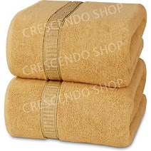 미국 점보 목욕 큰타월 2피스 600GSM 100퍼센트 링스펀 코튼 고흡수성 및 퀵 드라이 초대형 88.9 x 177.8cm, 2개, K. 베이지