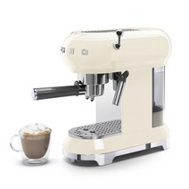 SMEG ECF01 작은 통합 우유 거품 스티머가 있는 홈 오피스용 이탈리아 반자동 커피 머신, 크림색