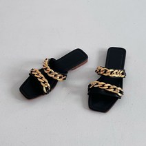 체인장식 두줄 슬리퍼 여름샌들