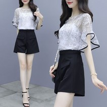 DarjinQD 여자 여름 투피스 반팔 반바지 BH562