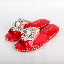 거실화 에나멜왕꽃 여성 가죽실내슬리퍼 5color, 2.레드, 1개