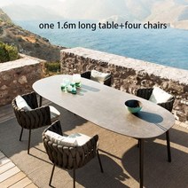 야외 테이블 세트 테라스 정원 소파 맞춤형 야외 식탁과 의자 방수 안뜰 바위 슬래브 현대적인 미니멀리즘 대리석 북유럽 레저 소파 가구, 식탁 세트