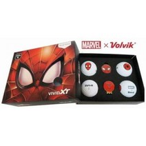 Volvik X Marvel Heroes Vivid XT 골프공 4개 + 볼 마커 세트/스파이더맨 - Limited Edition- [병행 수입, 단일옵션