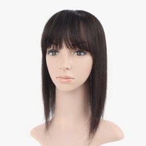 [W2015 목선앞머리] 인모 100% 미디움 긴머리기장 정수리 부분가발, 1개, 자연갈색-12cmx12cm/33cm