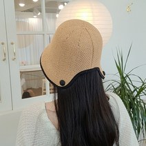 느와드코코 밀짚 보넷 단추 포인트 지사 버킷햇 여름 해변 모자