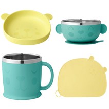 이케아 카농쿨 곰돌이 유아식기 모음 초보맘 이유식 아기 컵 아기 그릇 실리콘 식탁매트, 컵 (805.179.09)