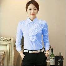 여성 쉬폰 블라우스 긴 소매 셔츠 전문 레이스 탑 OL