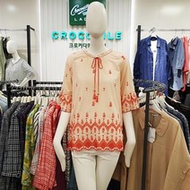 크로커다일레이디 시원하고 예쁜 리본장식 에스닉 자수 패턴 면 블라우스 CL0MBL116-OR
