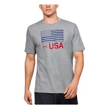 언더아머 Under Armour 남성용 프리덤 USA 가슴 티셔츠 155359, Small, Steel Light Heather / Royal -, Steel Light Heather / Royal -