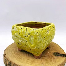 예운분-102 원형사각 노랑색 다육이화분 도자기화분