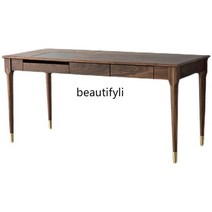 북유럽 블랙 월넛 우드 컴퓨터 책상 체리 3 서랍 사무실 테이블 표면, 2) Black walnut