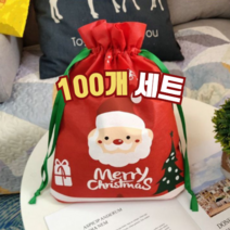 크리스마스 100개 산타 부직포 선물 가방 포장지 포장가방