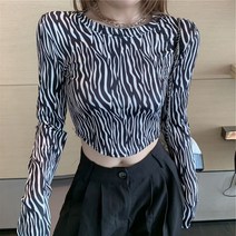 kirahosi 키라호시 바둑판 오픈 배꼽 티셔츠 여성의 이른 봄 새로운 내부 닫기 피팅 긴팔 셔츠 인터넷 연예인 Ins 탑 DH05888