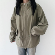 [남녀공용/힙한무드] 오버핏 후드 숏 야상 점퍼 간절기 바람막이 4color