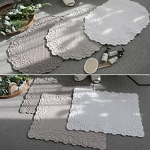 아도라 100%면 먼지없는 사계절 타원 사각 발매트 핸드메이드 3컬러 45x65cm 사이즈, 타원-화이트