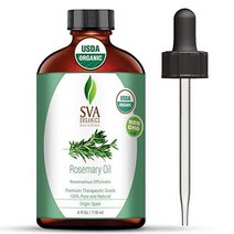 SVA Organics 로즈마리 에센셜 오일 유기농 USDA 113.4g(4온스) 100% 순수 & 천연 모발 피부 마사지 및 아로마테라피용 정품 프리미엄 테라피 등급