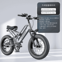 전기자전거 전동 국토종주용 서스펜션 풀샥 배달용 PAS 산악 파스 장거리 1000W 간지, 트레일블레이저 모터500 전압48V10A 회색, 48V, 10AH