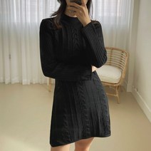 플랜데이 꽈배기 반목 니트 미니 원피스