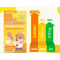뉴트리가든 비타민D 키즈 2000IU 유아비타민 건강젤리 아기 어린이 비타민D 츄어블, 2통