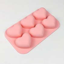 비누만들기 비누키트6holes Valentine Heart Silicone Soap Mold DIY Love Making Candle Gifts Craft Deco, 02 Pink