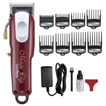 바리깡 오리지널 Wahl 8148 매직 클립 전문 헤어 클리퍼 남성용 전기 무선 트리머 이발사 커팅 머신, 02 8148-red_01 미국 플러그