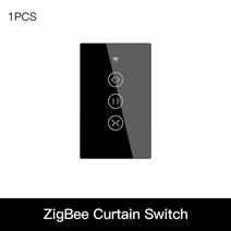 스위치부품 스위치 전기ZigBee-RF 스마트 터치 커튼 스위치 롤러 블라인드 셔터 Tuya 스마트 앱 무선 제어, US Black_CHINA | 2 PCs
