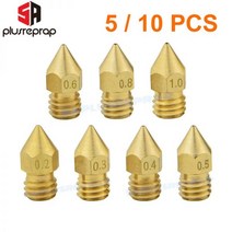 3D 프린터 부품 5/10PCS MK8 황동 노즐 0.2MM 0.M 0.4MM 0.5MM 압출기 인쇄 헤드 노즐 1.75MM CR10 CR10S E, 0.3mm, 5 PCS