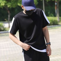 [루스코] 남자빅사이즈 배색 면티 반팔티 하프티셔츠 DDST022