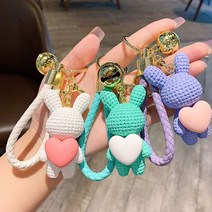 페이크레더 파스텔 토끼키링 인형키링 피규어키링 가방키링 열쇠키링 열쇠고리 차키링 자동차키링, 핑크