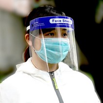 페이스 쉴드 10매 실드 투명 마스크 성인 남여 비말 얼굴 안면 보호 커버 캡 밴드 가리개 방역 위생 교사 강사 학교 학원 병원 공장 미용실 요리 외출 야외 먼지 차단 김서림방지