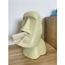 모아이석상 돌하르방 조각상 거실 티슈 펌프 이스터 섬 스톤 테이블 티슈 박스 오피스 홈, 뉴 모아이 티슈 박스 밀크 화이트