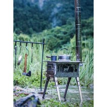 연통없는난로 펠렛난로 펠릿 야외용 캠핑용 캠핑화목난로 티타늄 차박 불멍, 단면 방화창 버전 캠핑 스토브(맞춤형)