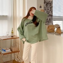 여성 가을 겨울 웰빙 기모 폴라 박스 맨투맨 티셔츠