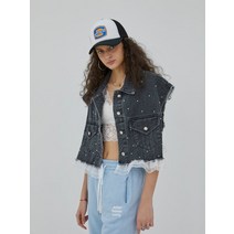 AFTER HOME PARTY pearl lace denim vest