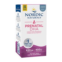 노르딕내츄럴스 Nordic Naturals 프리네이탈 DHA 830mg 오메가-3 + 400IU D3 소프트젤, 180개, 1개