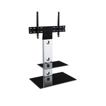 AVF FSL700LESWA Lesina TV 플로어 스탠드 장착 기둥 포함 81.3cm(32인치) 94cm(37인치) 99.1cm(39인치) 101.6cm(40인치), Silver Column / Black Rectangu