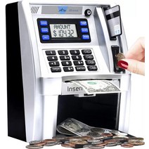 개인비밀금고 미니지문 전자 돼지 저금통 ATM 암호 돈 상자 현금 동전 절약 은행 안전 자동 예금 지폐 크리, 02 Black