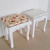 루이송 LED 조명 거울 벽걸이 화장대 좌식화장대, 화장대용 원목스툴